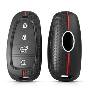 Silicone Key Fob Cover with 4 Buttons for Hyundai Models Including Tucson, Solaris, Sonata, Hybrid, NEXO, NX4, And Santafe DN8 from The Years 2020 to 2022