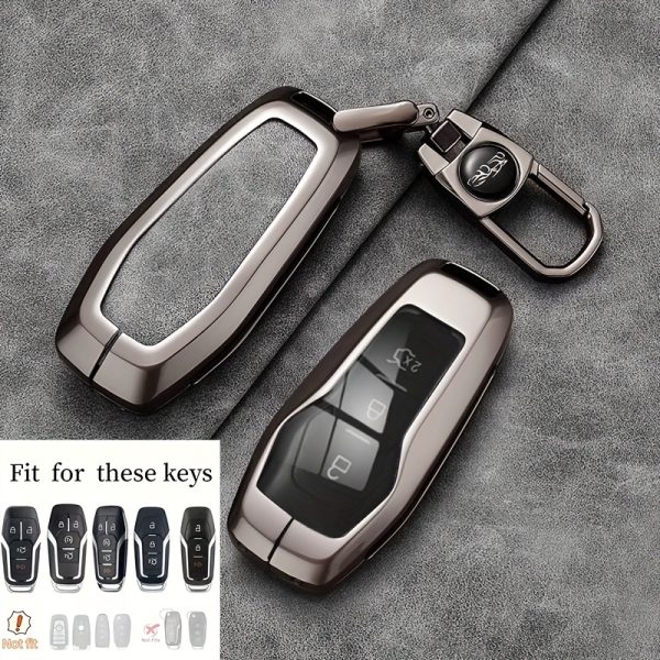 Zinc Alloy Key Fob Cover Case for Ford Series - Edge, Explorer, Mustang, F150, Taurus, Mondeo And for Lincoln MKZ, MKC, MKX - Premium Full Coverage Remote Key Shell Protector, High-End Fashion Keychain Additions