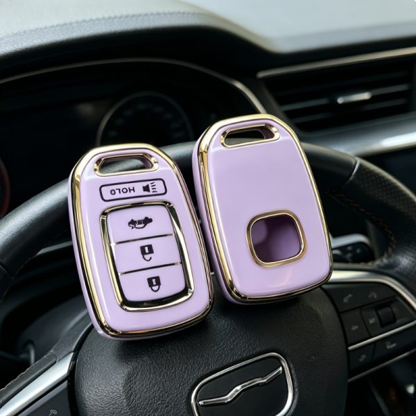 Suitable for Honda TPU Gold-Rimmed Key Case Civic XRV 10Th Generation Accord Key Pouch Straight 4-Key Blueu002FPurple Optional