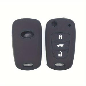 3-Button Car Key Silicone Cover, Suitable for HYUNDAI I30, for KIA Sportage, Rio, Forte, Foldable 3-Button Silicone Car Key Pouch Cover