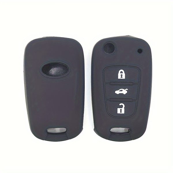 3-Button Car Key Silicone Cover, Suitable for HYUNDAI I30, for KIA Sportage, Rio, Forte, Foldable 3-Button Silicone Car Key Pouch Cover