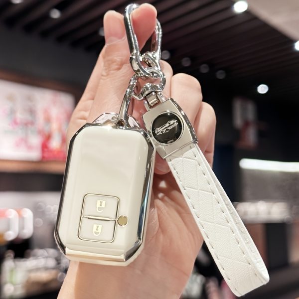 Pink TPU Keyless Fob Cover with Keychain Lanyard for Suzuki Ertiga, Swift, Wagon R - Durable Car Remote Case Protector, Stylish & Functional Accessory