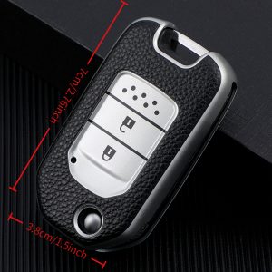 Suitable for Honda, Leather Texture Key Cover with Classic Wear-Resistant And Scratch-Resistant Design, Enhancing The Level And Protection of Car Keys, Keeping Your Keys Brand New And Beautiful