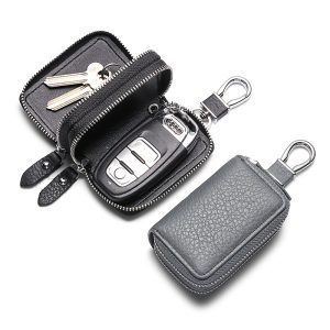 Men Women Lychee Texture Genuine Leather Double-Layer Car Key Bag Top Layer Cowhide Car Key Protector Leather Case Home Lock Key Bag - Top Layer Cowhide Car Key Protector, Key Box. Best Gift for Valentine'S Day - Thanksgiving - Teacher'S Day
