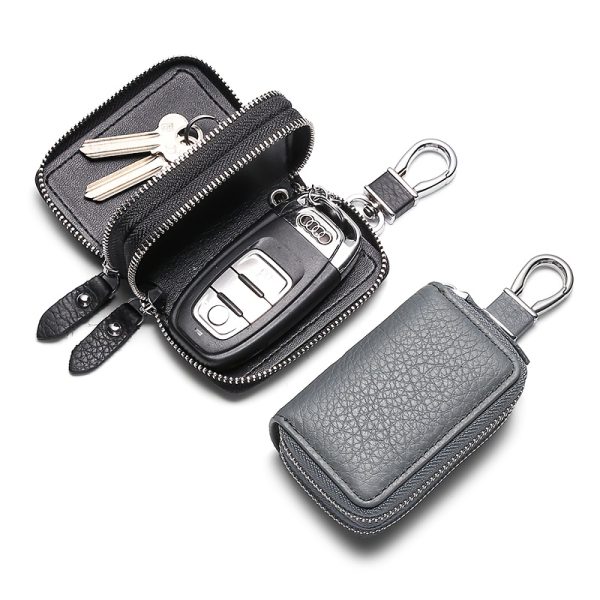 Men Women Lychee Texture Genuine Leather Double-Layer Car Key Bag Top Layer Cowhide Car Key Protector Leather Case Home Lock Key Bag - Top Layer Cowhide Car Key Protector, Key Box. Best Gift for Valentine'S Day - Thanksgiving - Teacher'S Day