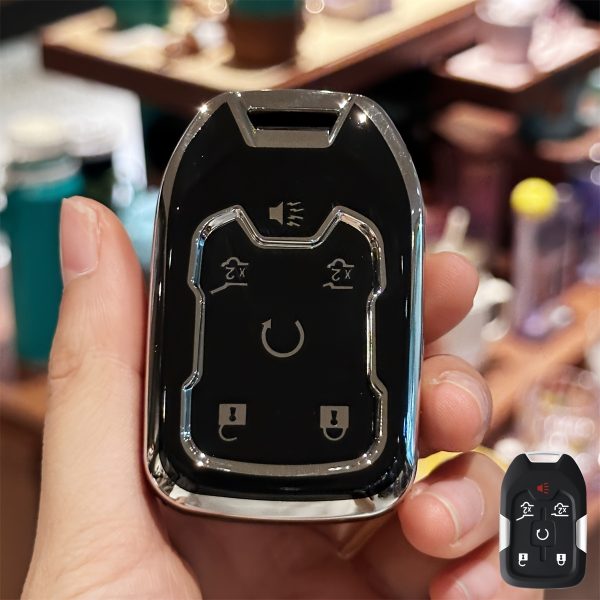 TPU Car Key FOB Shell Protector, Suitable for Suburbanu002FTahoeu002FFor GMC Yukon(2014-2021), Durable Keyless Entry Remote Control Protector, Scratch-Resistant, Full Protection, with Keychain Additions, Suitable for for GMC Yukonaa Gift for a Boy Or Girl