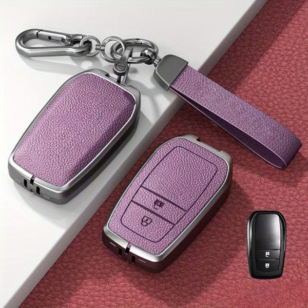 Zinc Alloy+ Car Remote Key Fob Cover Case Shell Holder with Keychain for Toyota Prius Camry Corolla CHR RAV4 Highlander Metal Keycase